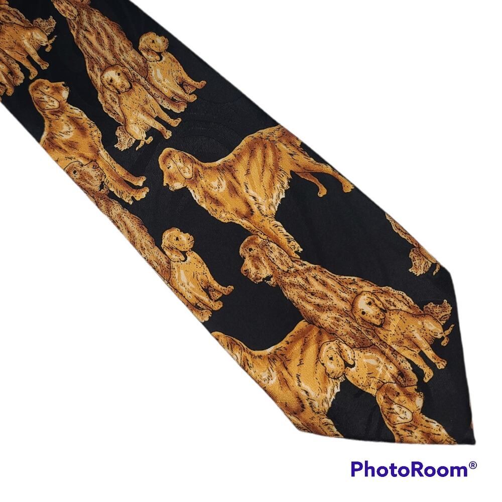 Steven Harris hand made golden retriever puppy dog tie